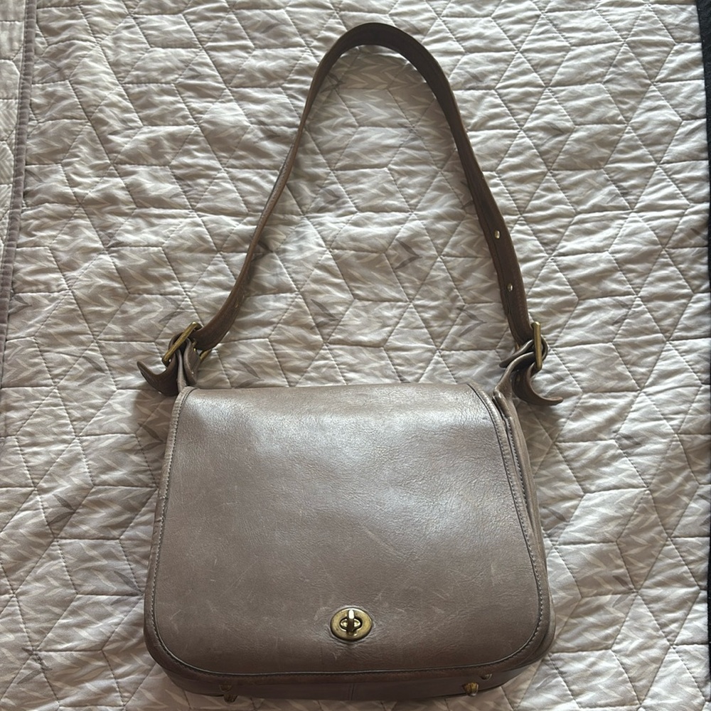 Vintage 70s Coach stewardess bag made in New York City Rare grey colorway
